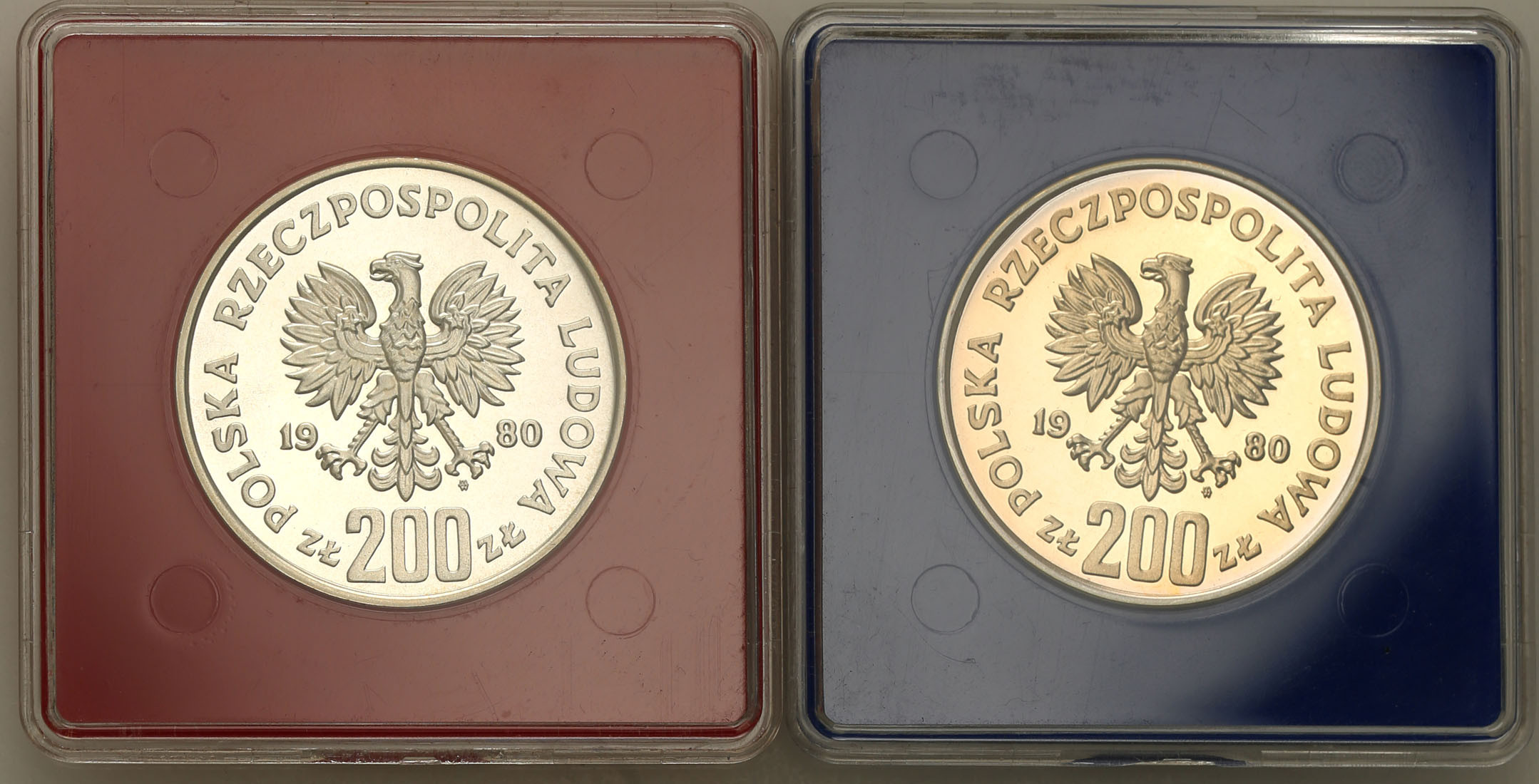 PRL. 200 złotych (PRÓBA srebro) + 200 złotych 1980 Kazimierz Odnowiciel, popiersie i półpostać